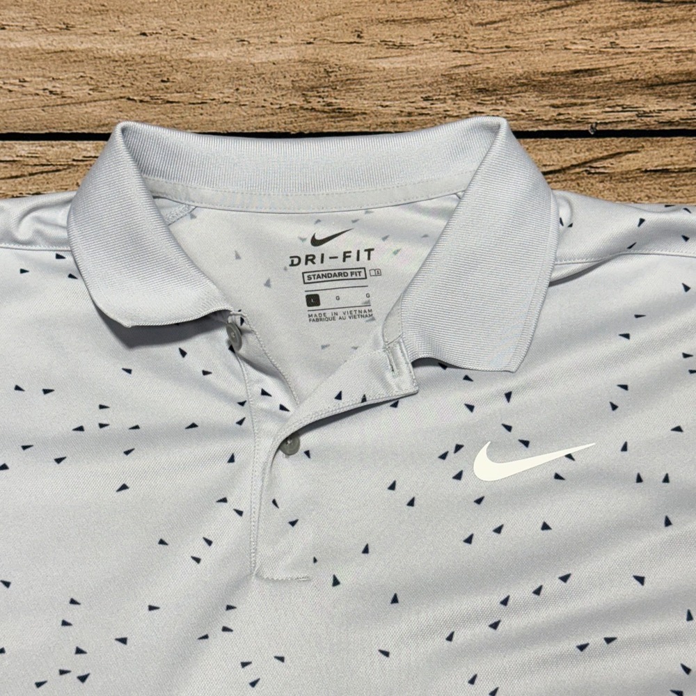 Nike Golf Polo Men Large Light Grey Dri-FIT Geometric Print CU9841-042
